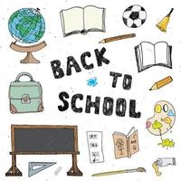 Back to School hand drawn sketch doodles set, vector illustration.