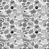 Seamless pattern background with handdrawn comic book speech bubbles, vector illustration