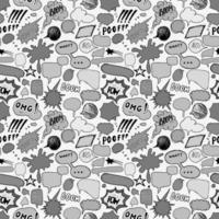 Seamless pattern background with handdrawn comic book speech bubbles, vector illustration