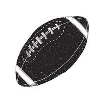Fútbol americano, pelota de rugby dibujada a mano con textura grunge boceto, ilustración vectorial aislado sobre fondo blanco. vector