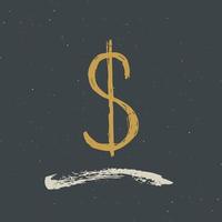 Dollar sign icon brush lettering, Grunge calligraphic symbols, vector illustration