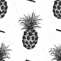 Pineapple hand drawn seamless pattern, fruits background vector illustration.