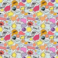 Seamless pattern background with handdrawn comic book speech bubbles, vector illustration