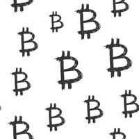 Bitcoin sign icon brush lettering seamless pattern, Grunge calligraphic symbols background, vector illustration