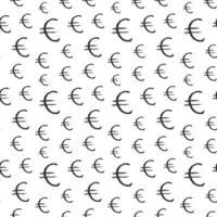 Icono de signo de euro cepillo letras de patrones sin fisuras, fondo de símbolos caligráficos de grunge, ilustración vectorial vector