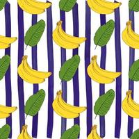 Banana hand drawn sketch striped Seamless Pattern. Vector Illustration