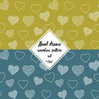 Seamless pattern set with hand drawn doodle hearts, vector illustration, Abstract background