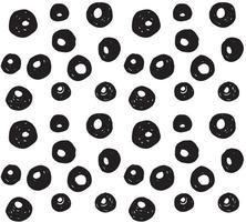 Hand drawn black brush circles and dots seamless pattern, vector illustration