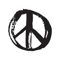 Peace symbol, hand drawn grunge Hippie or pacifist sign, vector illustration isolated on white background