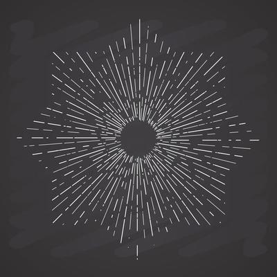 Retro sun bursts, Vintage radiant sun rays shape for logo, labels or emblems and typography decoration template vector Illustration on chalkboard background.