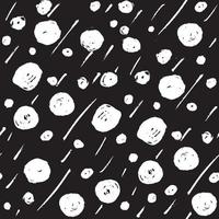 Hand drawn black brush circles and dots seamless pattern, vector illustration