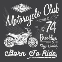 T-shirt typography design, motorcycle vector, NYC printing graphics, typographic vector illustration, New York riders graphic design for label or t-shirt print, Badge, Applique