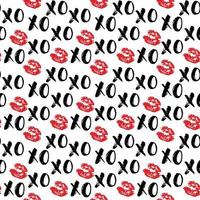 XOXO brush lettering signs seamless pattern, Grunge calligraphiv c hugs and kisses Phrase, Internet slang abbreviation XOXO symbols, vector illustration isolated on white background