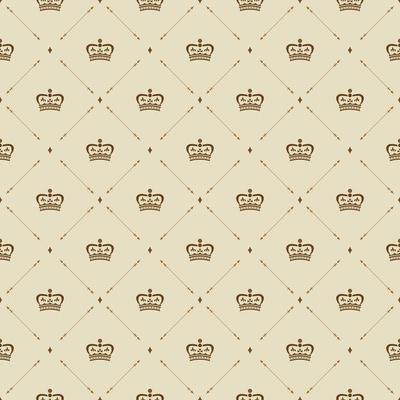 Royal wallpaper seamless pattern with crown and decorative elements. Luxury background