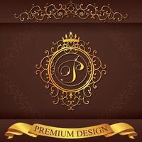 Letter P. Luxury Logo template flourishes calligraphic elegant ornament lines. Business sign, identity for Restaurant, Royalty, Boutique, Hotel, Heraldic, Jewelry, Fashion, vector illustration
