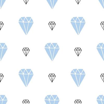 Diamond seamless pattern vector illustration. Hand drawn sketched doodle diamond symbols background