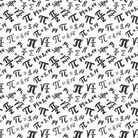 Pi symbol seamless pattern vector illustration. Hand drawn sketched Grunge mathematical signs and formulas, Vector illustration
