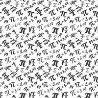 Pi symbol seamless pattern vector illustration. Hand drawn sketched Grunge mathematical signs and formulas, Vector illustration