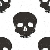 Skull seamless pattern, hand drawn sketch vector illustration