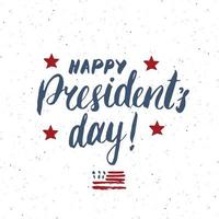 feliz día del presidente vintage usa tarjeta de felicitación, celebración de los estados unidos de américa. letras de la mano, ilustración de vector de diseño retro con textura grunge de vacaciones americanas.