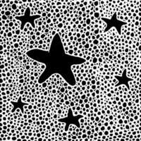Dibujado a mano pincel negro estrellas, círculos y puntos de patrones sin fisuras, ilustración vectorial vector