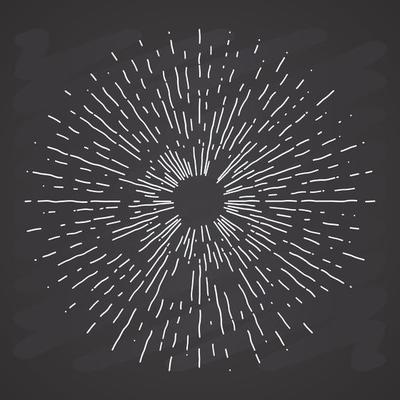 Retro sun bursts, Vintage radiant sun rays shape for logo, labels or emblems and typography decoration template vector Illustration on chalkboard background.