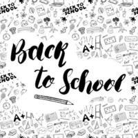 Back to School lettering quote, vector illustration.