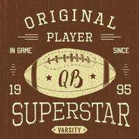 T-shirt design, Football quarterback superstar typography graphics, vector illustration