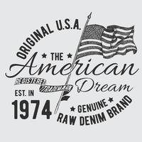 Diseño de tipografía de camiseta, gráficos de impresión de EE. UU., Ilustración de vector americano tipográfico, diseño gráfico de EE. UU. para impresión de etiqueta o camiseta, insignia, aplique