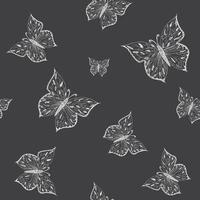 Butterfly seamless pattern. Ornamental hand drawn sketched vector illustration