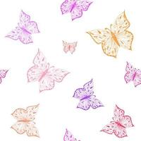 Butterfly seamless pattern. Ornamental hand drawn sketched colorful  vector illustration, isolated on white background