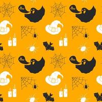 Halloween seamless pattern. Hand drawn sketched background, party invitation or holiday banner design vector illustration