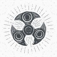 etiqueta vintage spinner, boceto dibujado a mano, insignia retro con textura grunge, estampado de camiseta de diseño de tipografía, ilustración vectorial vector