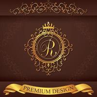 Letter R. Luxury Logo template flourishes calligraphic elegant ornament lines. Business sign, identity for Restaurant, Royalty, Boutique, Hotel, Heraldic, Jewelry, Fashion, vector illustration