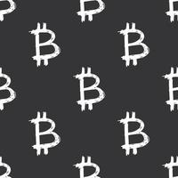 Bitcoin sign icon brush lettering seamless pattern, Grunge calligraphic symbols background, vector illustration