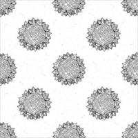 Sunflower seamless pattern hand drawn sketch, background, typography design vector illustration