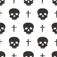 Skull and cross sumbol seamless pattern, hand drawn sketch vector illustration