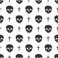 Skull and cross sumbol seamless pattern, hand drawn sketch vector illustration