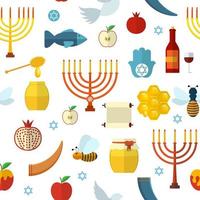 Rosh Hashaná, Shana Tova Ilustración De Vector De Patrones Sin Fisuras.