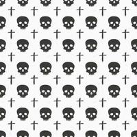 Skull and cross sumbol seamless pattern, hand drawn sketch vector illustration