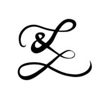 Ampersand symbol, hand drawn grunge sign, vector illustration isolated on white background