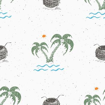 Fondo transparente con palmeras dibujadas a mano, verano transparente, fondo, ilustración vectorial vector