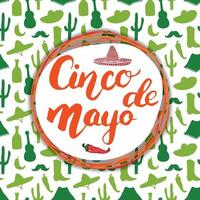 Happy Cinco de Mayo greeting card Hand lettering. Mexican holiday. vector illustration.