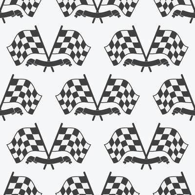 Checkered Flag seamless pattern, racing flags icon and finish ribbon. Sport auto, speed and success, competition and winner, race rally, vector illustration