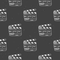 Clapperboard seamless pattern, vintage handdrawn sketch, retro movie industry, vector illustration