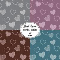 Seamless pattern set with hand drawn doodle hearts, vector illustration, Abstract background