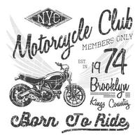 T-shirt typography design, motorcycle vector, NYC printing graphics, typographic vector illustration, New York riders graphic design for label or t-shirt print, Badge, Applique