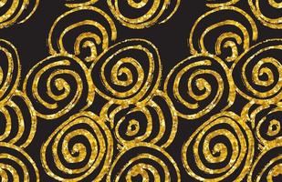 Hand drawn seamless gold glitter pattern. abstract spiral seamless pattern, vector illustration