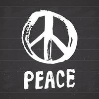 Peace symbol, hand drawn grunge Hippie or pacifist sign, vector illustration isolated on white background