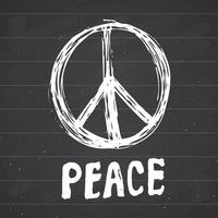 Peace symbol, hand drawn grunge Hippie or pacifist sign, vector illustration isolated on white background